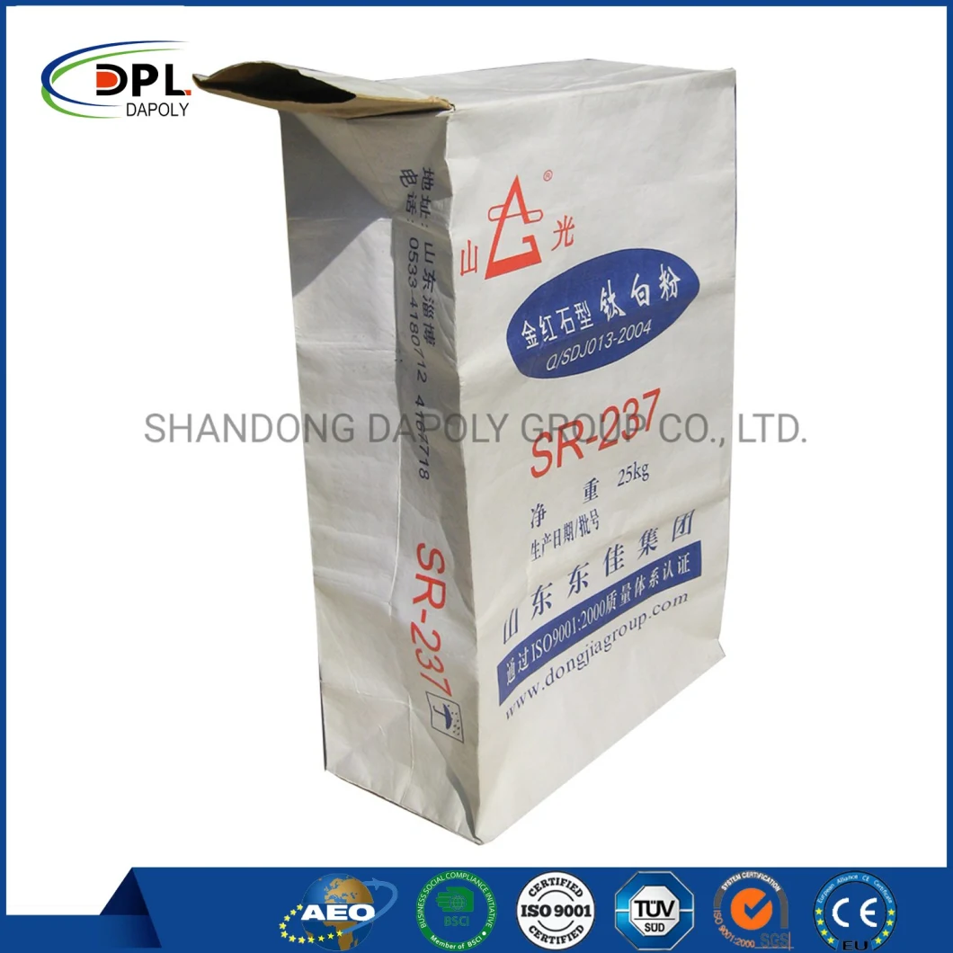 25kg Kraft Paper Plastic Compound Cement Bag for Bitumen, Mortar, Gypsum, Lime Global Sale