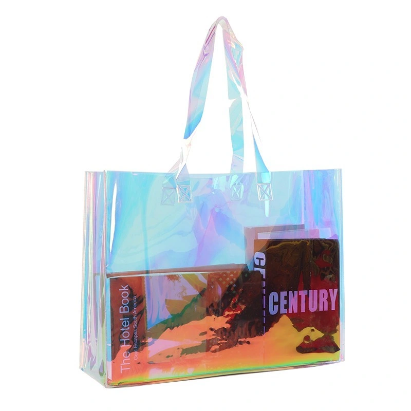 Wholesale Plastic PVC Trasparent Carry Bag Women Holographic Handbag