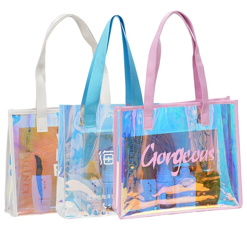 Fashion Sports Hologram PVC Beach Tote Bag Clear Laser Handbag