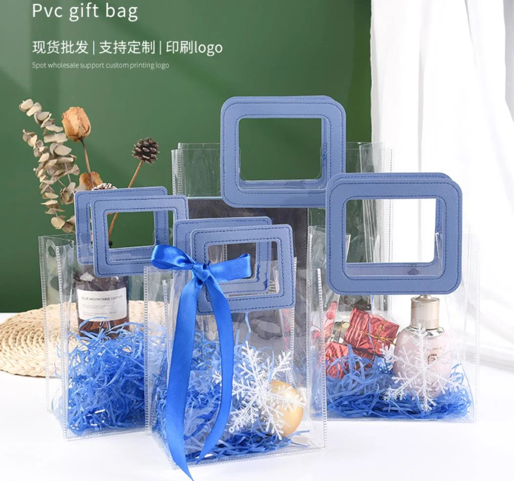 Transparent Shopping Bag High Grade Plastic Packaging Gift Pouch High Frequency PVC Handbag