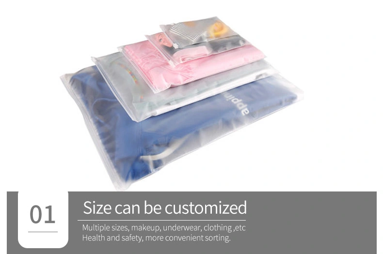 Translucent PVC Clear Plastic Zipper Frosted Poly Bags for Clothes Shirt Swimwear