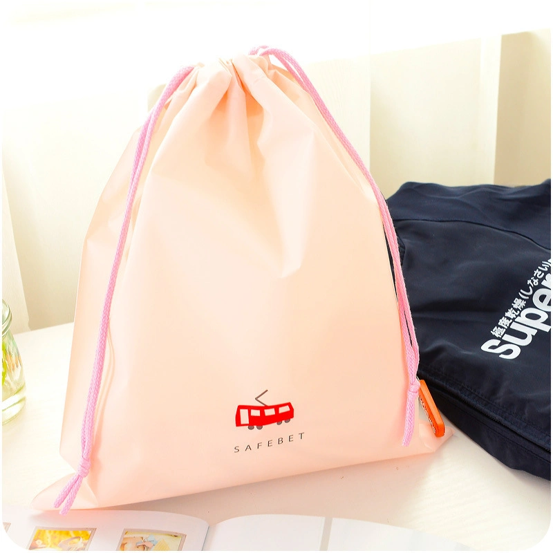 Disposable Recycle New Style Eco Pull-out Drawstring Portable Clothing Gifts Packaging EVA Frosted Plastic Bag for Garments