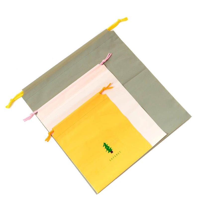 Disposable Recycle New Style Eco Pull-out Drawstring Portable Clothing Gifts Packaging EVA Frosted Plastic Bag for Garments