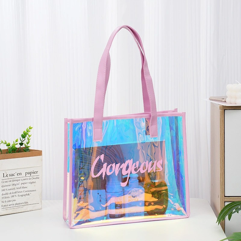 Fashion Sports Hologram PVC Beach Tote Bag Clear Laser Handbag