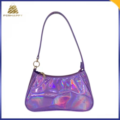 Wholesale Fashionable Custom Waterproof Holographic Laser Iridescent PVC Single Shoulder Underarm Bag Handbags