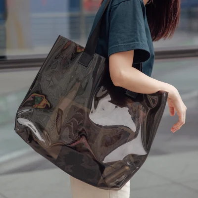 Fashion Hologram PVC Tote Bag Clear Laser Handbag Transparent Holographic Iridescent Shopping Bag Women Jelly Handbags