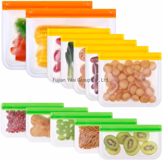 Amazon Top Seller Food Grade Eco-Friendly Reusable PEVA Food Storage Bag, Plastic Vacuum Zip Bag