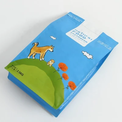 Custom Flat Bottom Stand up Pouch Zip Lock Compound Bag for Cat/Dog Food Packing Plastic Pet Food Packaging Bag
