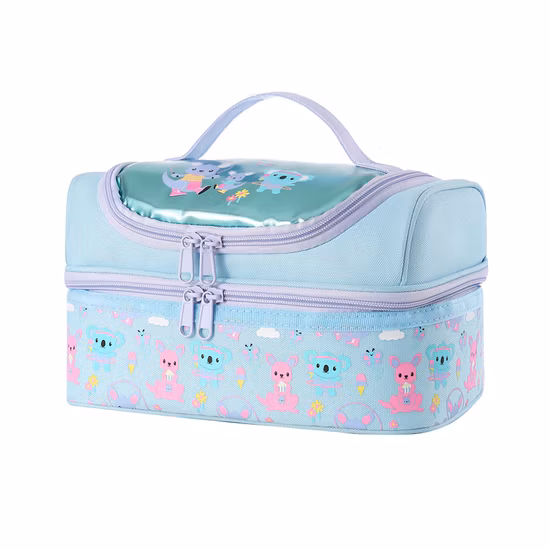 Double Layers Kids 5-9 Years Back to School Customized Sublimation Printing Food Storage Insulated Thermal Lunch Cooler Bag with Shoulder Strap PEVA Lining