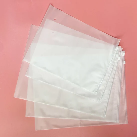 Translucent PVC Clear Plastic Zipper Frosted Poly Bags for Clothes Shirt Swimwear